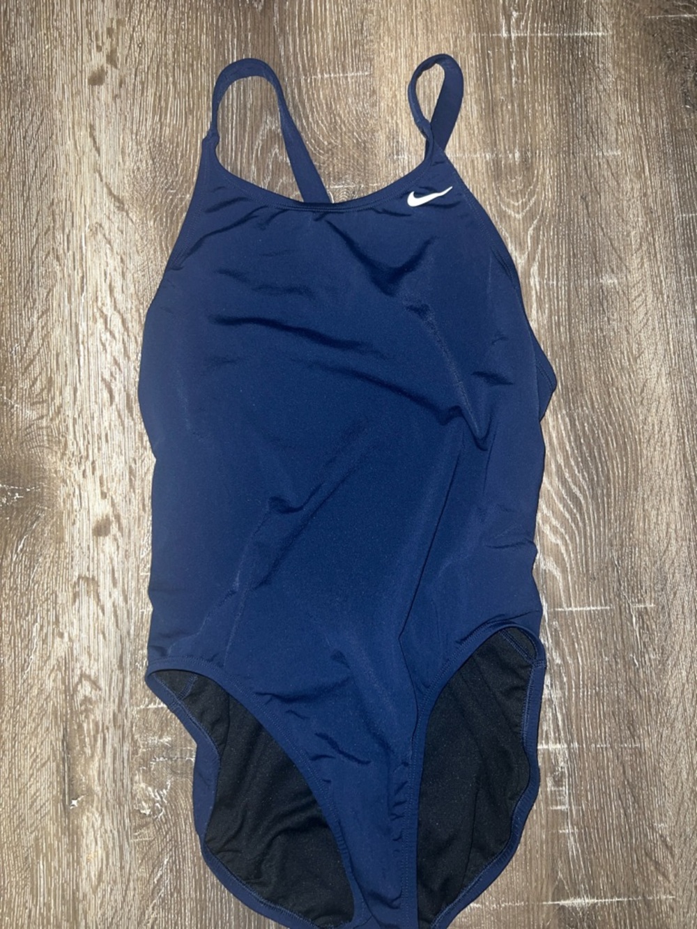 Nike Navy Blue One-Piece Swimsuit with White Swoosh size 12